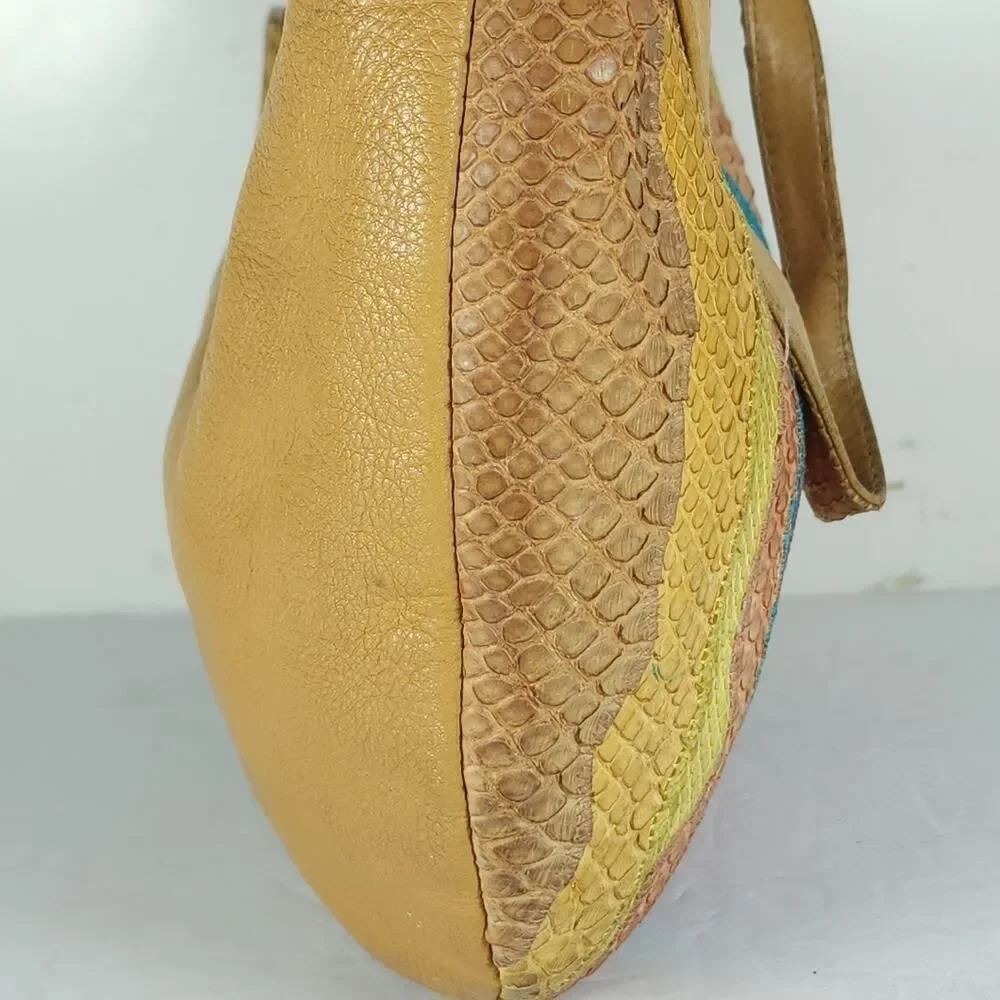 CARLOS FALCHI Fato A Mano Genuine Python Multicolor Hobo Bag Handbag